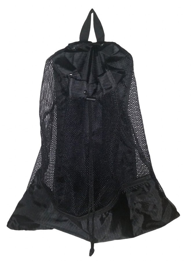 101 BEACH XL Carry All Mesh Beach Bag Drawstring Backpack with Outside Zippered Pocket - Image 1