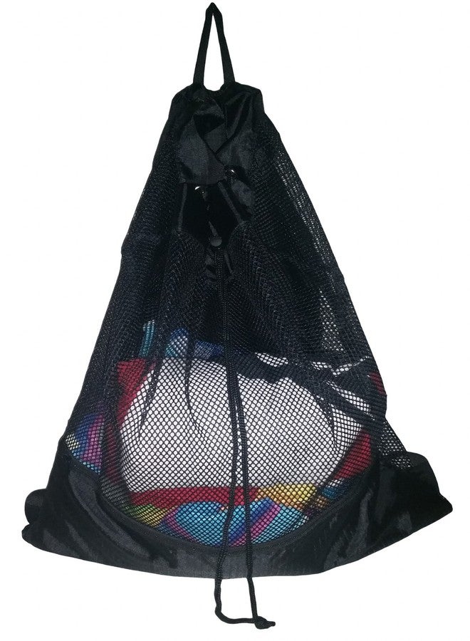 101 BEACH XL Carry All Mesh Beach Bag Drawstring Backpack with Outside Zippered Pocket - Image 4