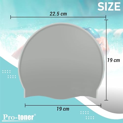 Protoner Silicone Swimming Cap, Unisex, Multi-Colour, One Size Fits All (Grey) - Image 3