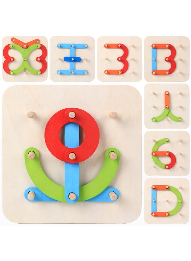 Children's Wooden Toys Strange Creative Variables Set Column Alphanumeric Shape Matching Jiggle Figure Cognitive Building Blocks-Color:Creative Column - Image 2