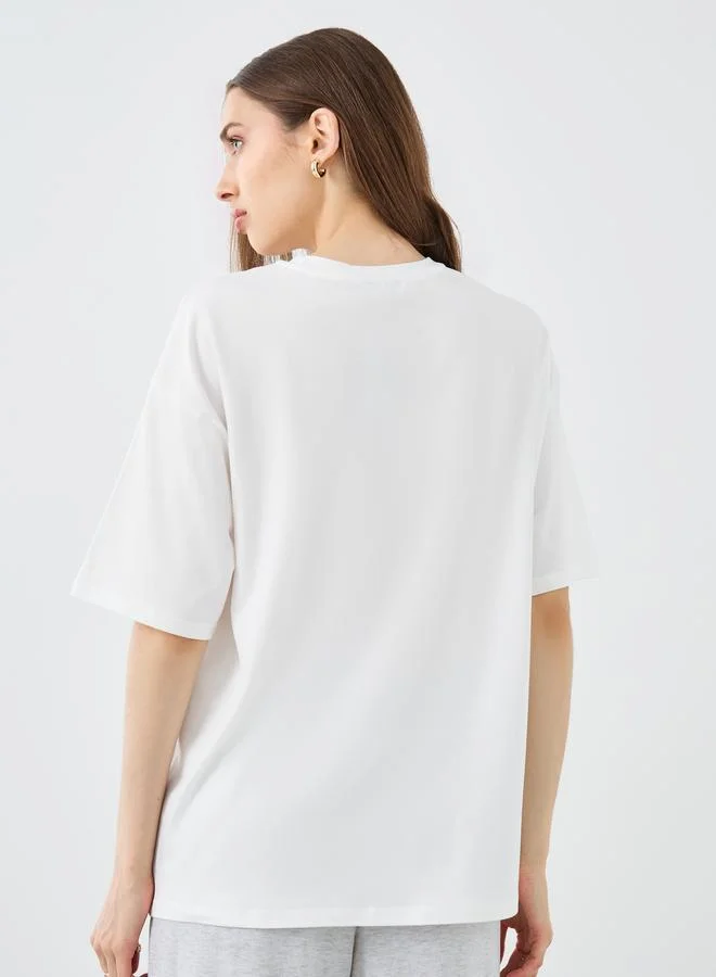 Take Two Take Two Slogan Print Short Sleeves Oversized T-Shirt
