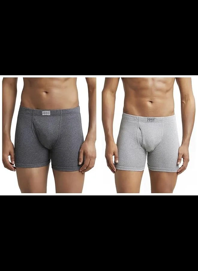 JOCKEY Jockey 8008 Men's Super Combed Cotton Rib Solid Boxer Brief with Ultrasoft Concealed Waistband (Pack of 2)