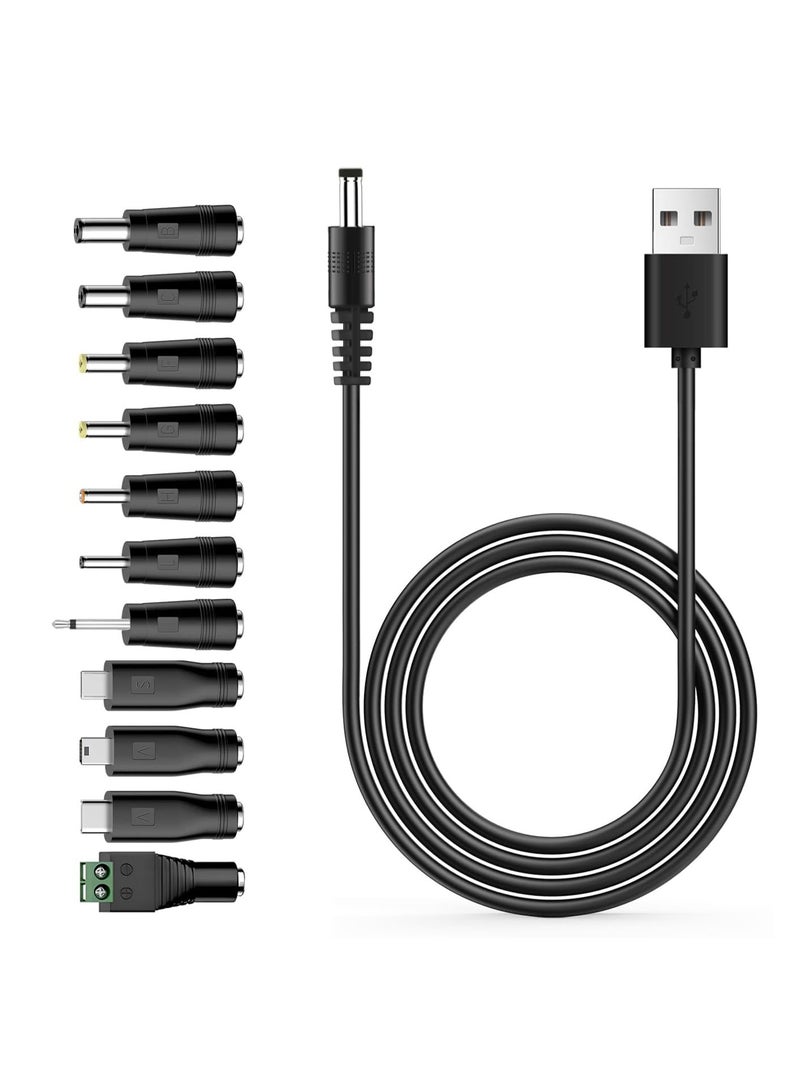 كوفوز 5V USB إلى كابل الشحن DC ، USB إلى كابل الطاقة DC ، كابل الطاقة العالمي مع 11 موصلات للألعاب سماعات الرأس مصابيح الطاولة الهواتف LED ضوء الشرائط الراوترات ، DC 5.5 × 2.1mm ، 3.3ft - Image 1