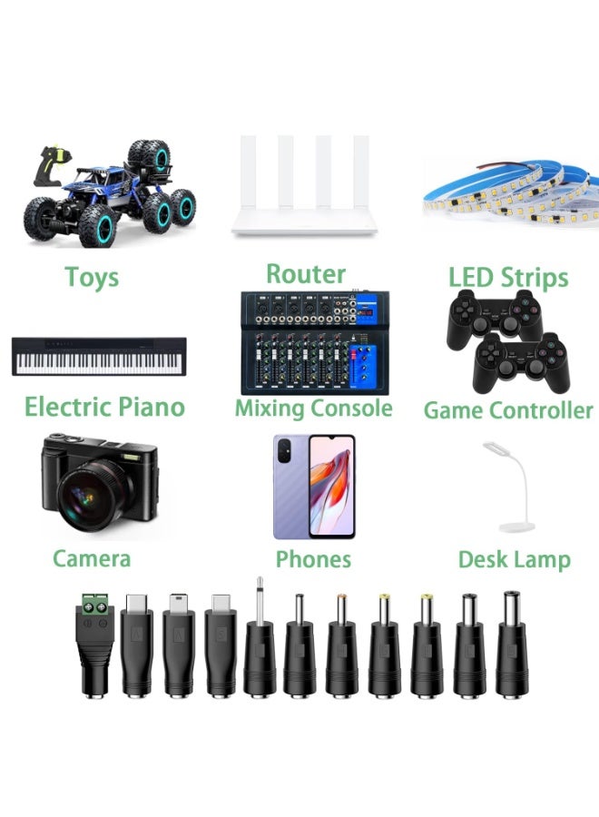 كوفوز 5V USB إلى كابل الشحن DC ، USB إلى كابل الطاقة DC ، كابل الطاقة العالمي مع 11 موصلات للألعاب سماعات الرأس مصابيح الطاولة الهواتف LED ضوء الشرائط الراوترات ، DC 5.5 × 2.1mm ، 3.3ft - Image 4