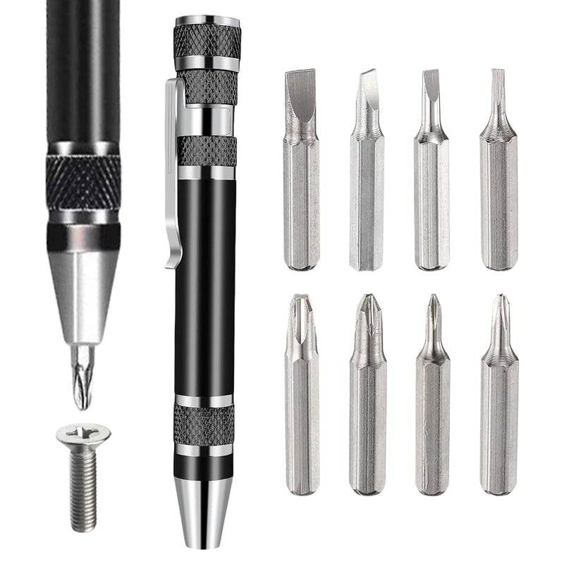 Hodaqe Screwdriver Set 8 In 1 Multitool Screwdriver Pen FlatHead And Phillips Screwdriver Set Magnetic Micro Screw Driver Tool Set Kit Screw Driver Set For Repairing Installing Hand Tool Black Black  - Image 1