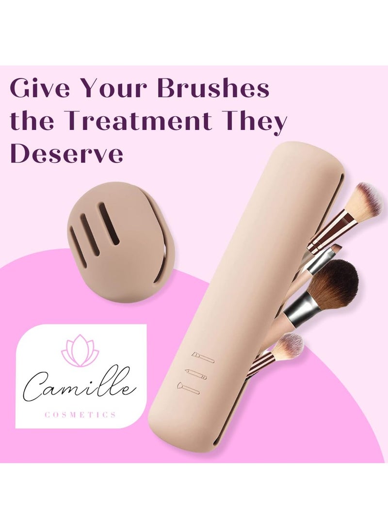 Silicone Makeup Brush Holder & Makeup Sponge Holder - Travel Makeup Brush Holder - Silicone Brush Holder Protects Makeup Brushes, Makeup Sponge Holder, Makeup Brush Travel Case - Image 2