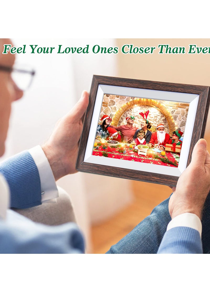 KASTWAVE - WiFi Digital Picture Frame 10.1 Inch Smart Digital Photo Frame with IPS Touch Screen HD Display, 16GB Storage Easy Setup to Share Photos or Videos Anywhere via Free Frameo APP (Brown Wood Frame) - Image 1