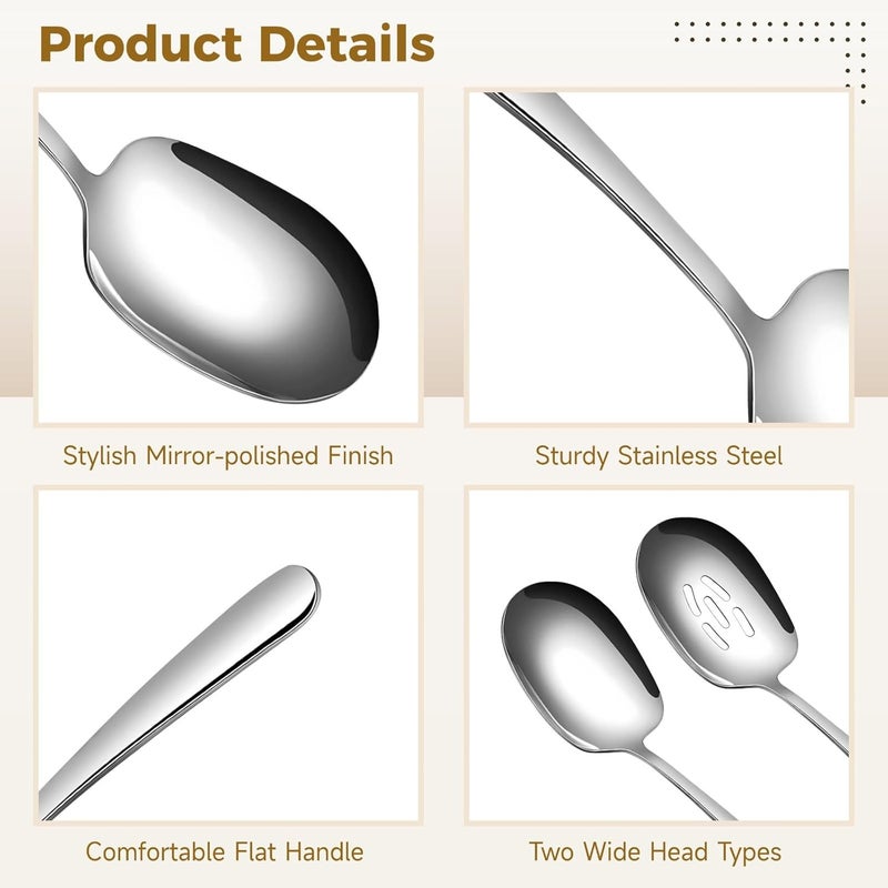 Stainless Steel Serving Spoon Set, Utensils for Parties & Buffets, 12 Pieces - Image 3