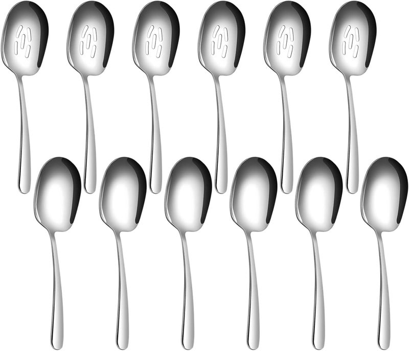 Stainless Steel Serving Spoon Set, Utensils for Parties & Buffets, 12 Pieces - Image 5
