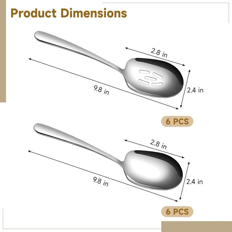 Stainless Steel Serving Spoon Set, Utensils for Parties & Buffets, 12 Pieces - Image 2