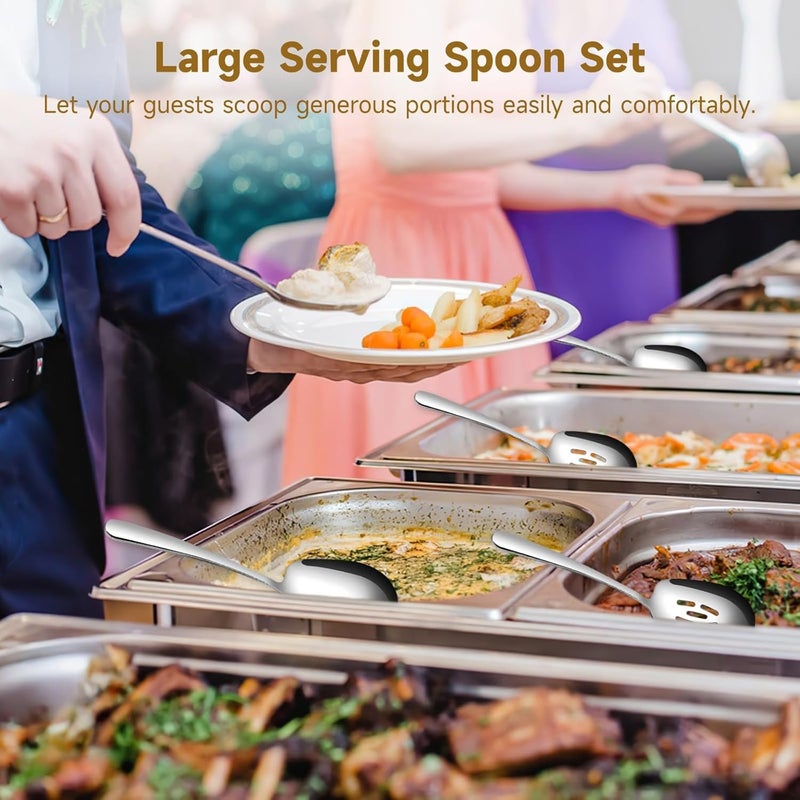 Stainless Steel Serving Spoon Set, Utensils for Parties & Buffets, 12 Pieces - Image 4
