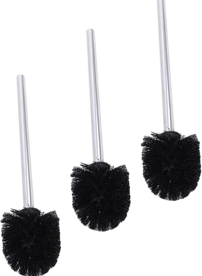 3Pcs Black Plastic Toilet Brush Replacement Heads Easy Install Scratch Resistant - Image 2