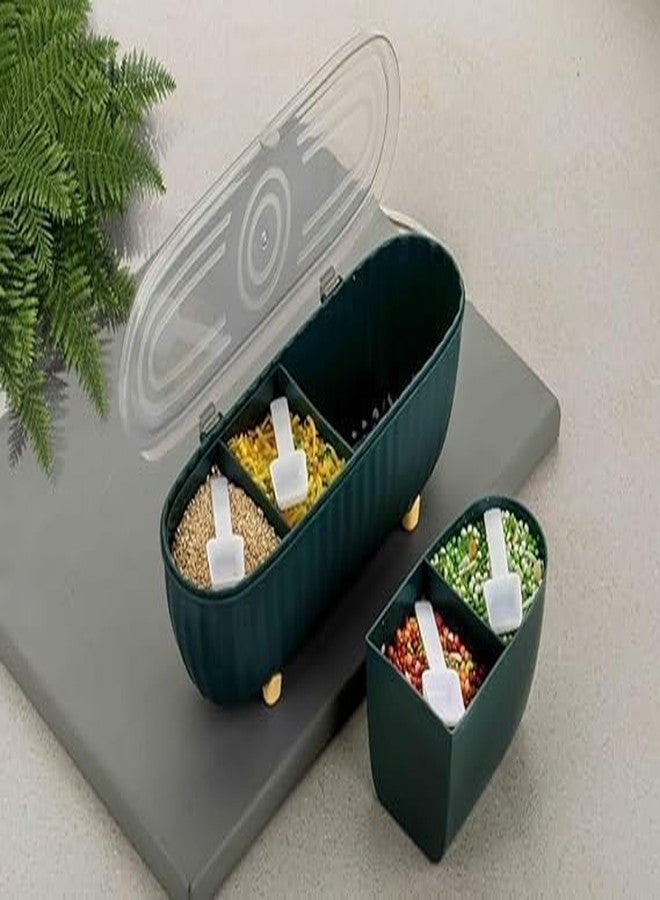 GAMAHA 4 Compartments Seasoning Box With Lid,Kitchen Plastic Masala Dani Spice Storage Box with Cover and Serving Spoons for dining table masala stand box - Image 2