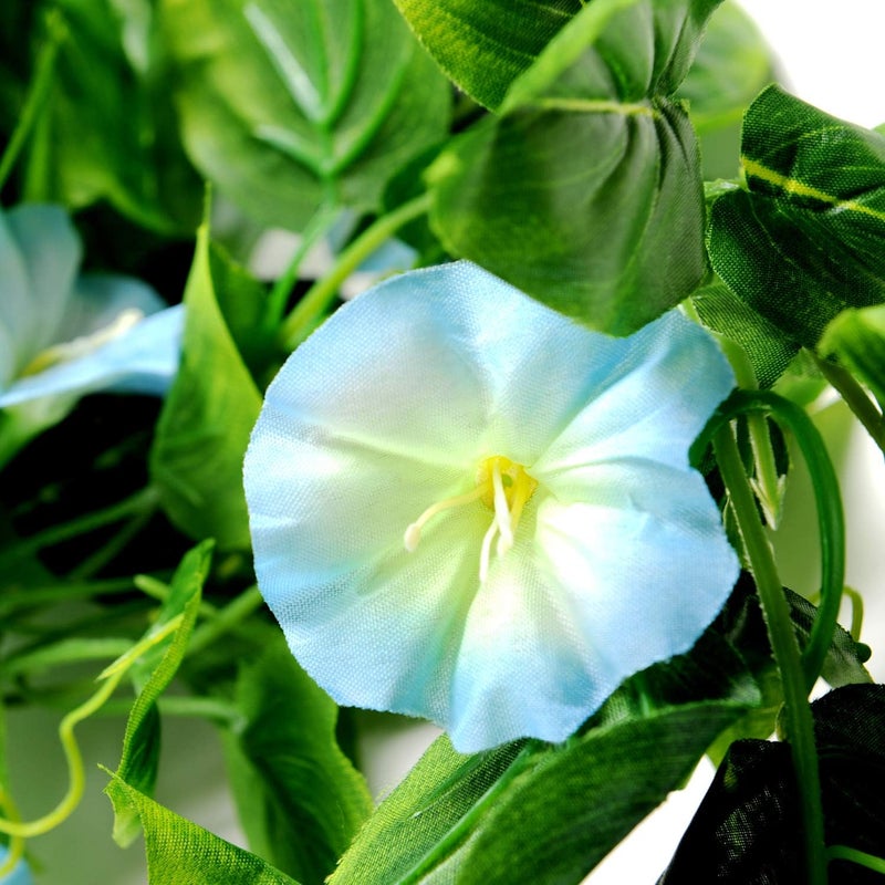 AirSun Artificial Morning Glory Flower Vines, 2pcs 15Feet Hanging Plants Silk Garland Fake Green Plant Home Garden Wall Fence Indoor Outdoor Wedding Birthday Decor (Sky-Blue) - Image 5