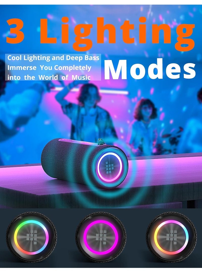 ترونسمارت - مكبر صوت محمول بتقنية البلوتوث من Tronsmart Mirtune C2، صوت محيطي 360 درجة، صوت عالي الدقة 24 وات وصوت جهير عميق، مقاوم للماء IPX7، وقت تشغيل 24 ساعة، أضواء، اقتران ستيريو مع TF/AUX للاستخدام في الهواء الطلق والمنزل والحفلات (أسود) - Image 1