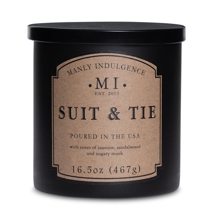 SUIT TIE SCENTED CANDLES FOR MEN 165 OZ SINGLE WICK FATHERS DAY CANDLE 60H BURN CANDLES FOR HOME SCENTED MADE IN THE USA
