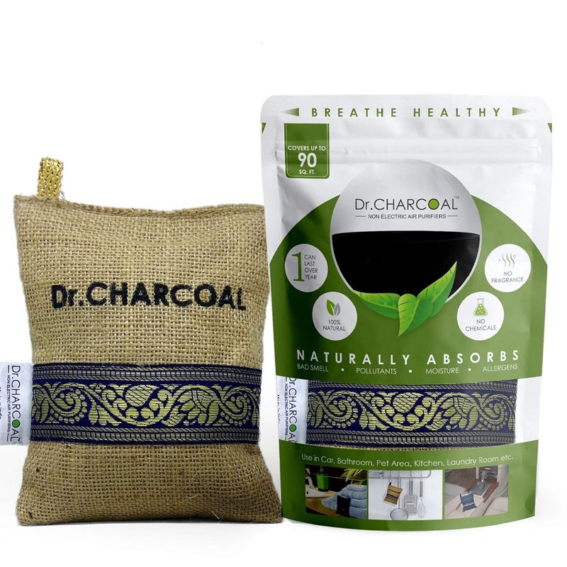 Dr. CHARCOAL Dr CHARCOAL Activated Carbon Air Purifier Bag to remove Odor and Moisture from Car Bathroom and Kitchen 200 Grams Classic Khaki - Image 1