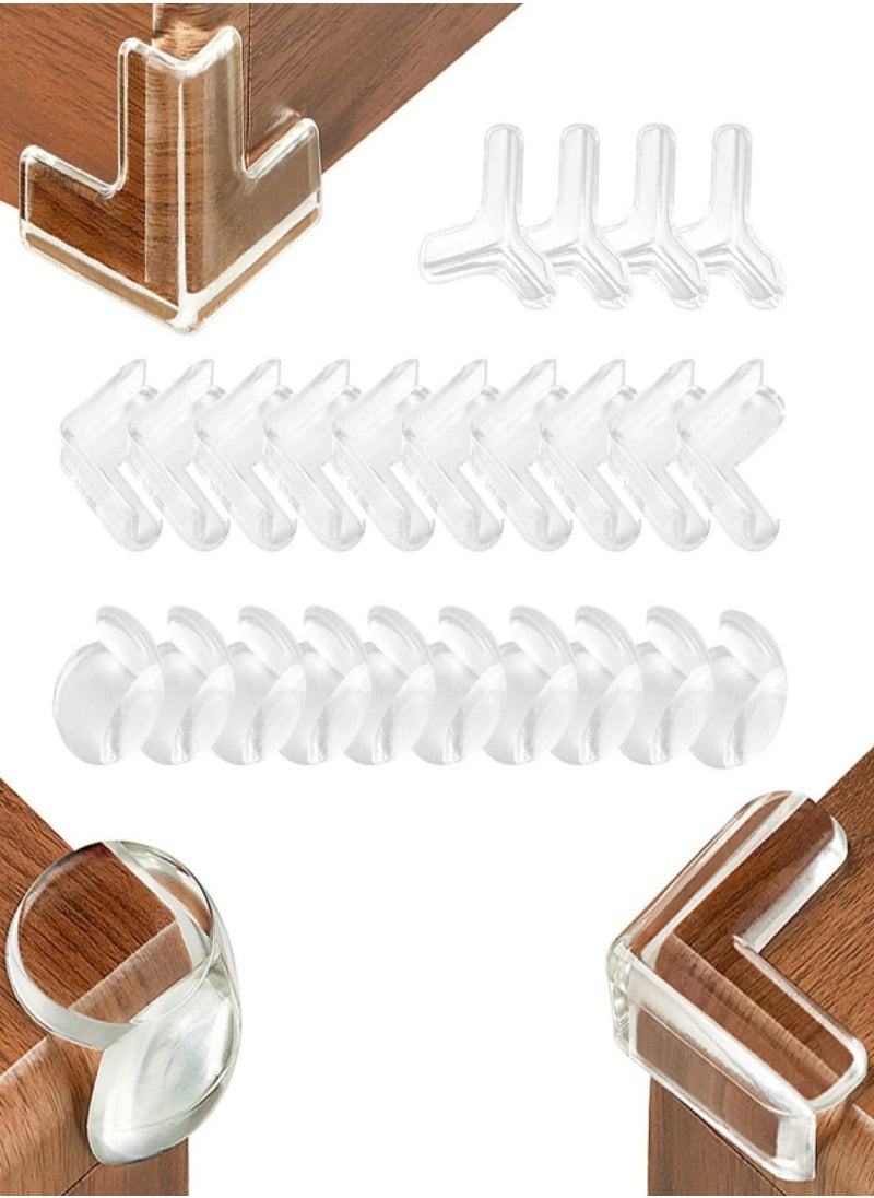 KADRAMA 24 Pack Corner Guards, 3 Shapes Edge Corner Protectors with Strong Adhesive Tape, Baby Proofing Corner Covers Protectors, Furniture Corner and Edge Safety Bumpers to Cover Sharp Furniture, Table Edges  - Image 1