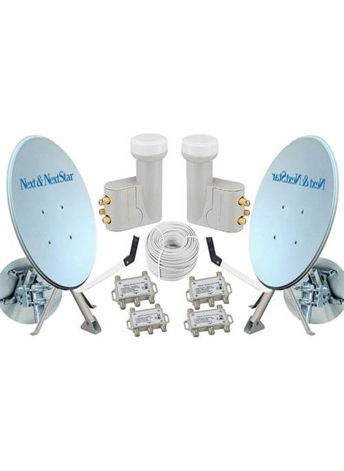 Next NextStar 80 cm Double Satellite Dish Antenna Set Quad LNB + Cable + Dayzek + Dowel 150025 