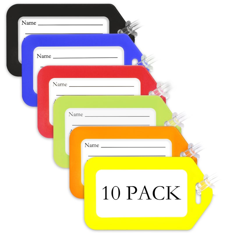 Sodsay 10 Pack Luggage Tag Bright Luggage Tags For Suitcases Bag Tags Name Tags For Kids Travel Accessories Must Haves