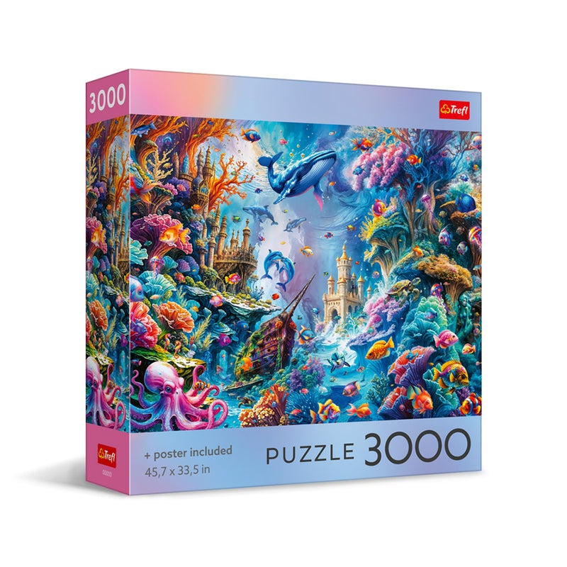 Trefl - Square Box - Underwater Life - 3000 Piece Jigsaw Puzzle Red 46"x33" Print, DIY, Creative Fun, Classic Jigsaw for Adults and Children from 15 Years Old - Image 1