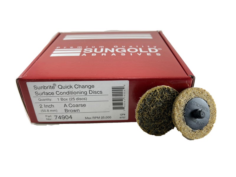 Sungold Abrasives 74904 Coarse Non Woven Surface Conditioning R-Type Quick Change Disc, 2-Inch, Brown (25/box) - Image 2