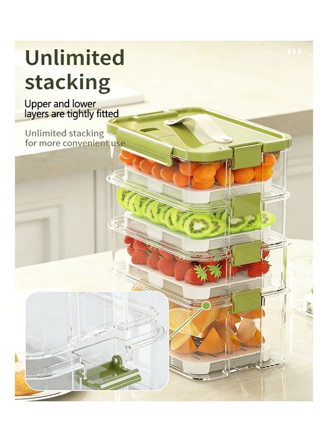 2 PCS 1000ML Chilled Fresh-Keeping Food Storage Containers with Ice Box, Stackable Leakproof Picnic Lunch Boxes, Refrigerator Organizer Boxes for Fruits, Vegetables & Prepared Meals - Image 4