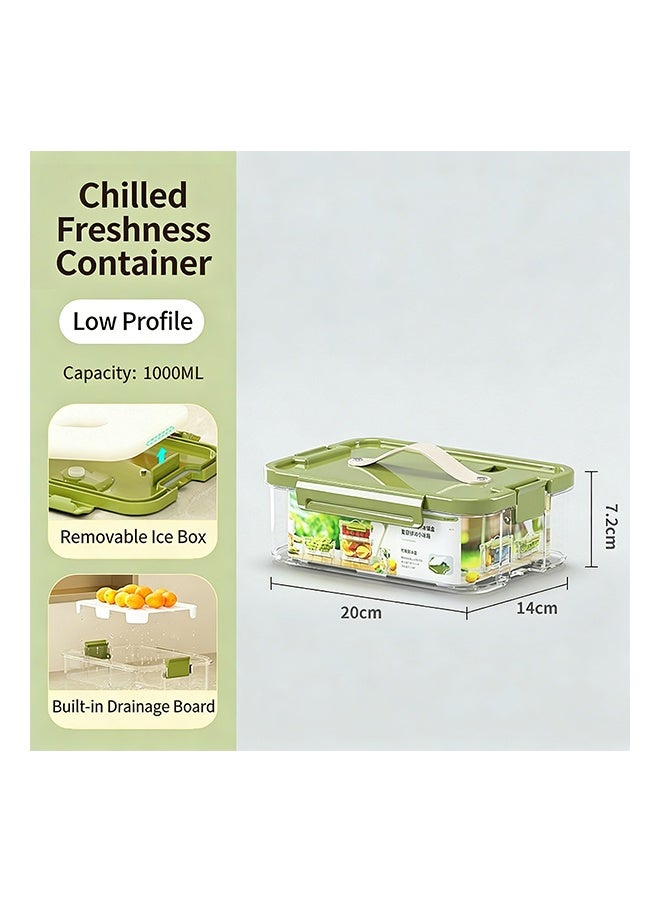 2 PCS 1000ML Chilled Fresh-Keeping Food Storage Containers with Ice Box, Stackable Leakproof Picnic Lunch Boxes, Refrigerator Organizer Boxes for Fruits, Vegetables & Prepared Meals - Image 2