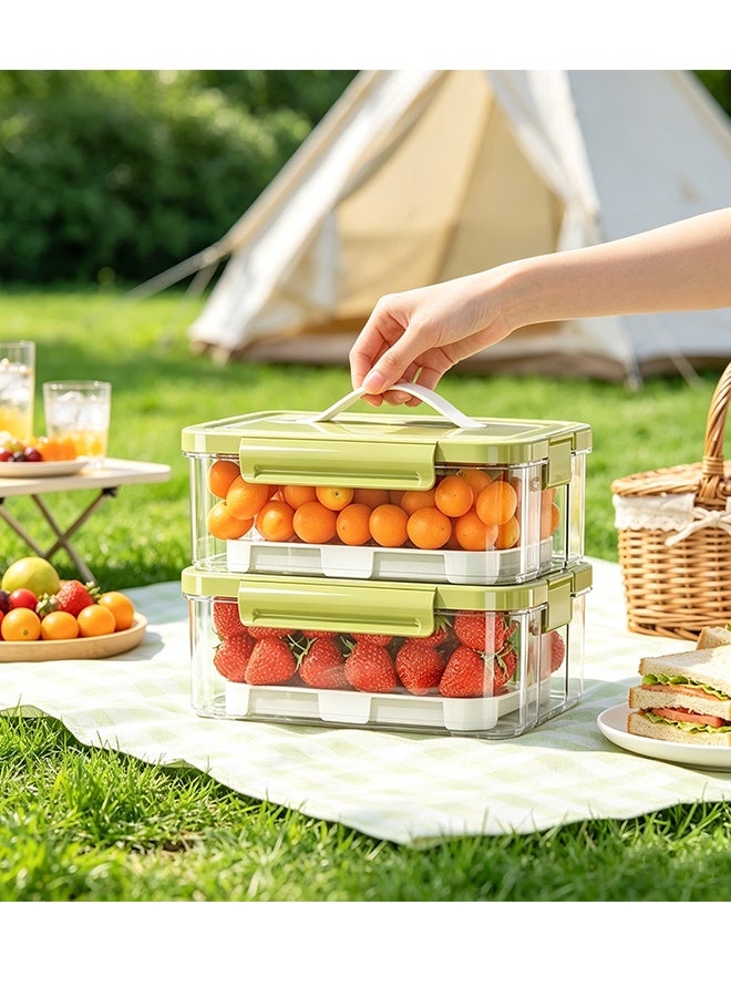 2 PCS 1000ML Chilled Fresh-Keeping Food Storage Containers with Ice Box, Stackable Leakproof Picnic Lunch Boxes, Refrigerator Organizer Boxes for Fruits, Vegetables & Prepared Meals - Image 1