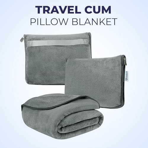Billebon Travel Blanket Airplane Compact Soft Lightweight & Cozy Blanket with Soft Bag Pillowcase Packable Travel Blanket Perfect for Flight Car Bus Train (Grey, 5 Ft. X 3 Ft.) - Image 4