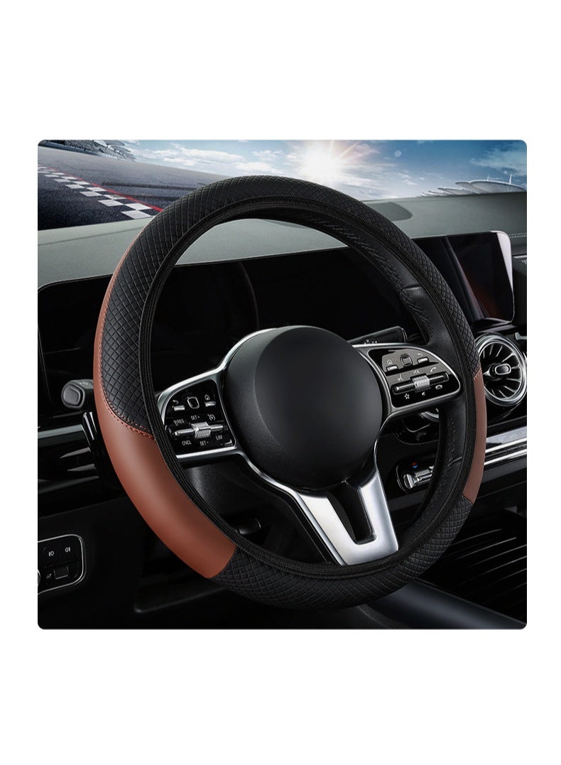 Generic Car leather steering wheel cover, soft and comfortable, breathable and non-slip, universal elastic elastic steering wheel protective cover，Sports cars, car interior modifications - Image 2