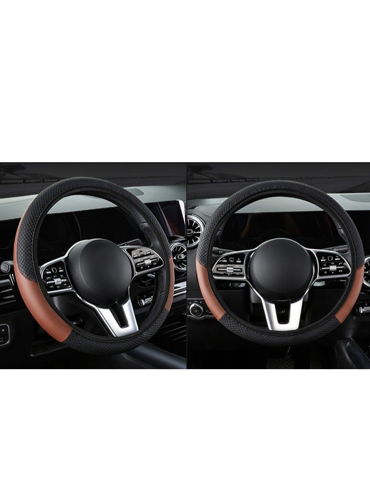 Generic Car leather steering wheel cover, soft and comfortable, breathable and non-slip, universal elastic elastic steering wheel protective cover，Sports cars, car interior modifications - Image 3