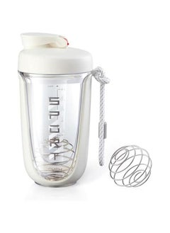Protein Shaker Bottle Protein Drink Shaker Cup 20 oz Shaker Bottle for Protein Mixes Leak-proof Protein Mixer Cup with Blender Ball for Gym Fitness Workout (white)