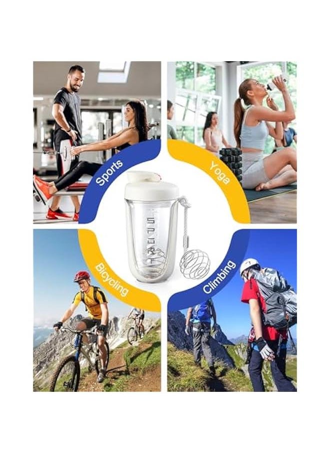 HOOKOR - Protein Shaker Bottle Protein Drink Shaker Cup 20 oz Shaker Bottle for Protein Mixes Leak-proof Protein Mixer Cup with Blender Ball for Gym Fitness Workout (white) - Image 1