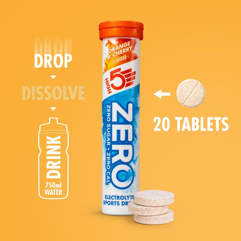High5 ZERO Electrolyte Tablets - Hydration Tablets Enhanced with Vitamin C - 0 Calories & Sugar Free - Boost Hydration, Performance & Wellness - Orange & Cherry (20x, Pack of 1) - Image 4