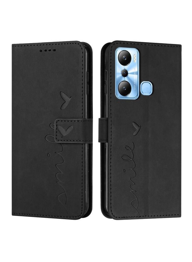 S-TOP Case For Infinix Hot 20i Skin Feel Heart Embossed Leather Phone Case - Image 1