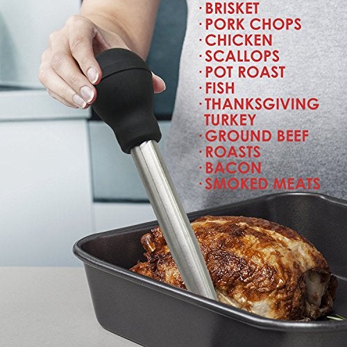 Kaycrown Stainless Steel Turkey Baster With BBQ/Grill Basting Brush, Commercial Grade Quality Rubber Bulb Including 2 Flavor Needles And Cleaning Brush For Easy Clean Up - Image 5