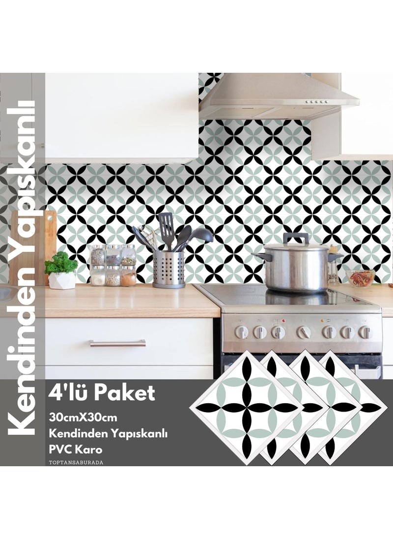 Technosmart 4PCS 30CM×30CM Self Adhesive Wall Covering Kitchen Bathroom PVC Sticker Decoration  - Image 1