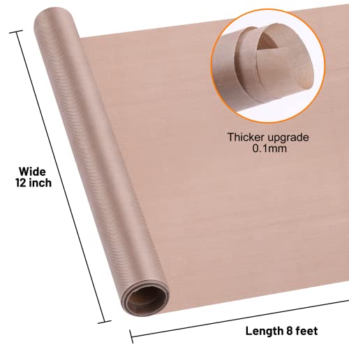 HTVRONT Teflon Sheets for Heat Press - 12" x 8 FT Non Stick PTFE Teflon Sheets Reusable Teflon Paper Roll Heat Resistant Teflon Mat - Image 3