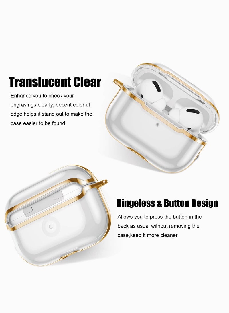 SYOSI Earphone Protective Sleeve,  Compatible for Airpods Pro 3Rd Gen (2019) Case Clear Cover with Keychain Hybrid Translucent Soft TPU Protective Cases Translucent Gold Frame - Image 5
