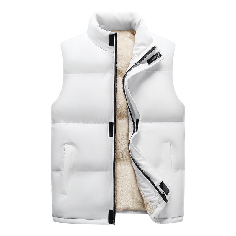 Men'S Fleece-Lined Thickened Vest Down Cotton Vest Large Size Warm Cold-Proof Sleeveless Waistcoat Vest Multi-Bag Casual Waistcoat - Image 2