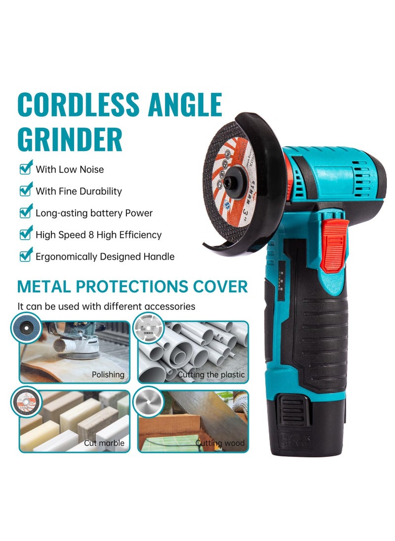 ZLH HITY - Angle Grinder Tool, Mini Angle Grinder, Cordless Electric Angle Grinding Tool 12V 19500RPM with 2PCS 2000mAh Battery, Nylon Cutting Blade-s/Grinding Disc/Metal Cutting Disc - Image 1