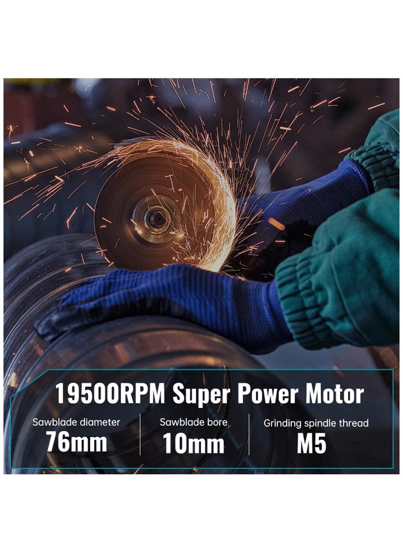 ZLH HITY - Angle Grinder Tool, Mini Angle Grinder, Cordless Electric Angle Grinding Tool 12V 19500RPM with 2PCS 2000mAh Battery, Nylon Cutting Blade-s/Grinding Disc/Metal Cutting Disc - Image 1