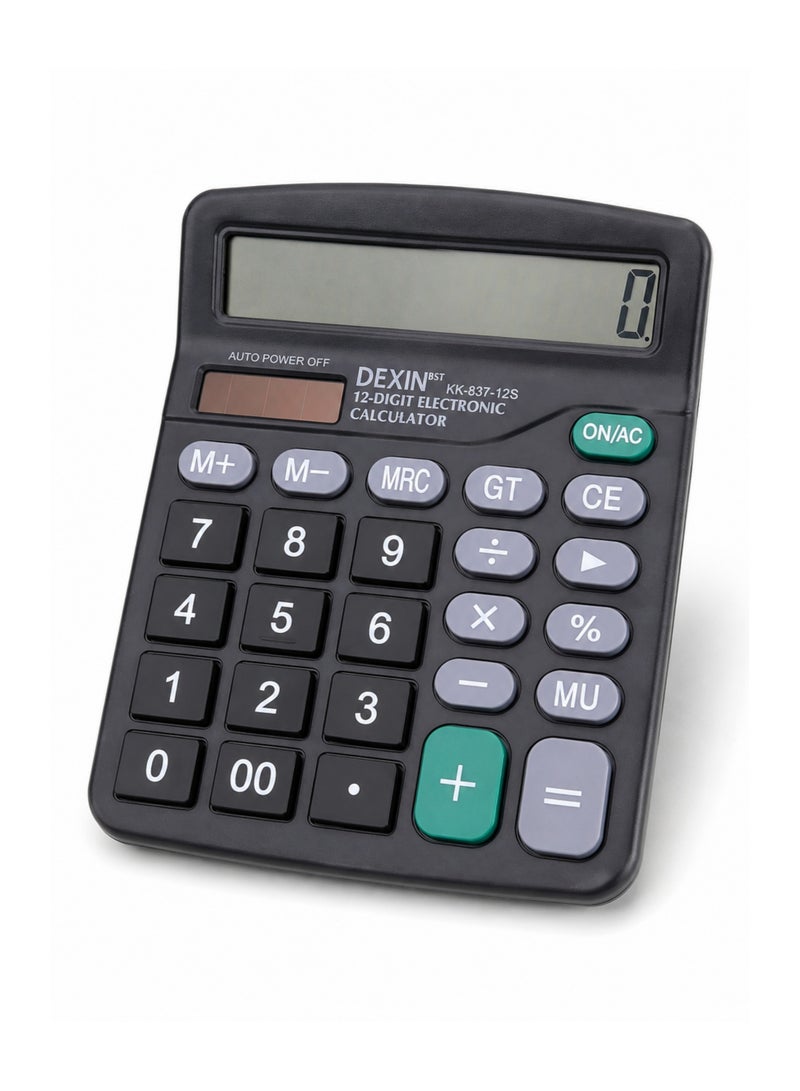 Dexin 12 Digit Electronic Calculator Large Display Dual Power Desktop Calculator with Auto Power Off - Image 1
