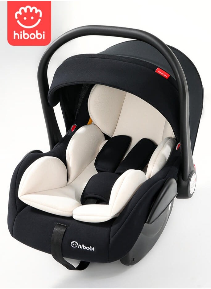 hibobi Safety Seat for Newborn Baby Car for Baby Basket Car for Sleeping With A Portable Hand Basket Rocking Chair - Black  - Image 1