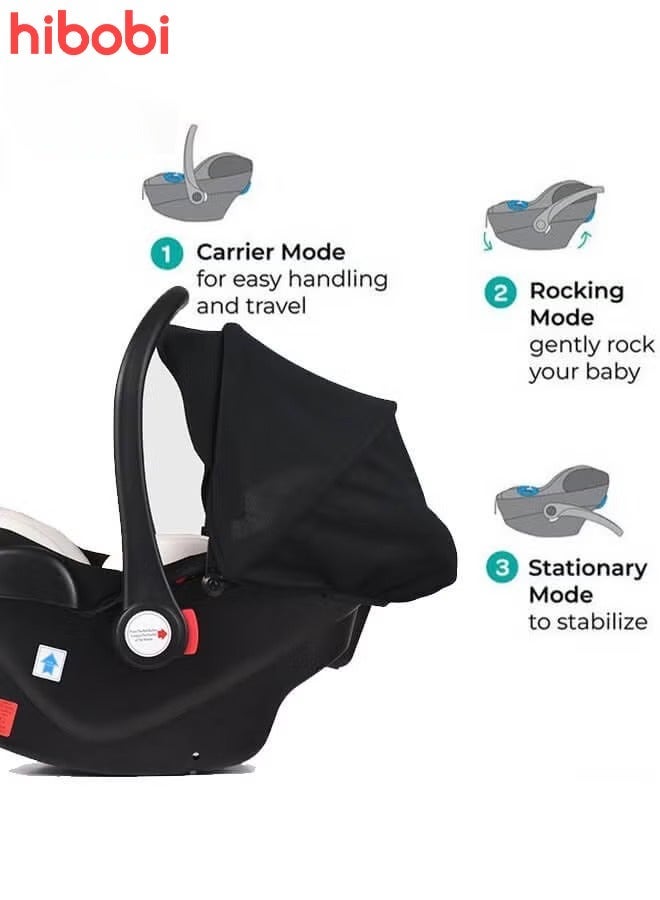 hibobi Safety Seat for Newborn Baby Car for Baby Basket Car for Sleeping With A Portable Hand Basket Rocking Chair - Grey - Image 3