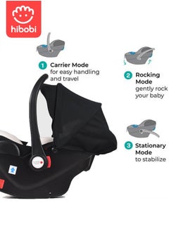 hibobi Safety Seat for Newborn Baby Car for Baby Basket Car for Sleeping With A Portable Hand Basket Rocking Chair - Black  - Image 3
