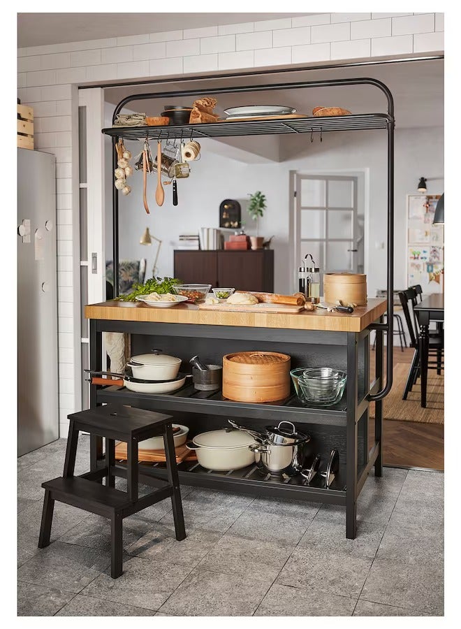 حدد المحور كرسي متدرج، مصنوع من الخشب الصلب، أقصى حمولة 100 كجم، أسود، ارتفاع 50 سم - Image 3