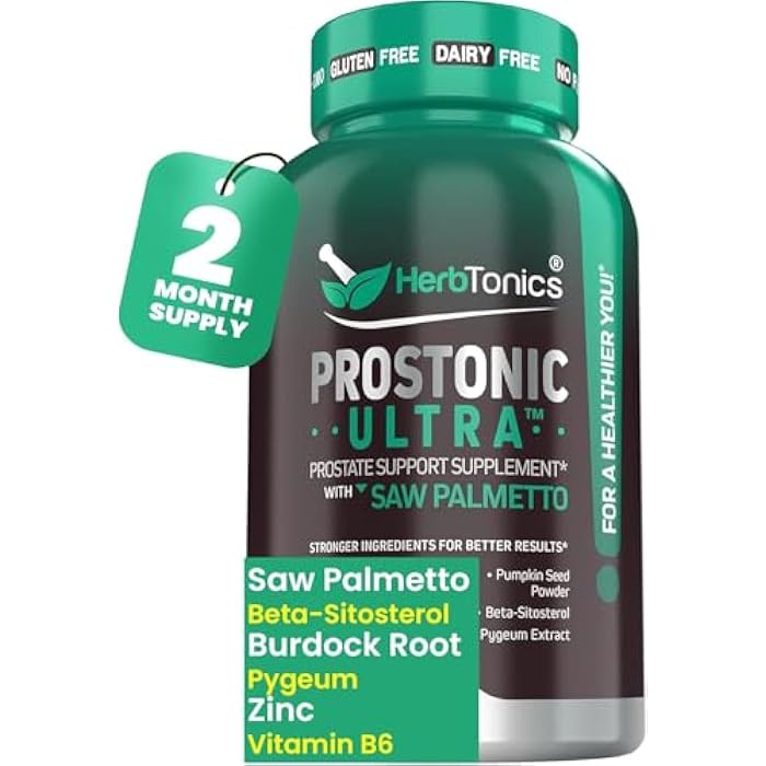Herbtonics Prostonic Ultra: Dual Prostate & Hair Support for Men – Saw Palmetto, Beta-Sitosterol, Pumpkin Seed – Promotes Urinary Health & Natural DHT Blocking – 120 Capsules - Image 1