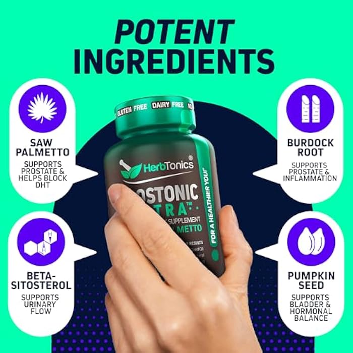 Herbtonics Prostonic Ultra: Dual Prostate & Hair Support for Men – Saw Palmetto, Beta-Sitosterol, Pumpkin Seed – Promotes Urinary Health & Natural DHT Blocking – 120 Capsules - Image 3